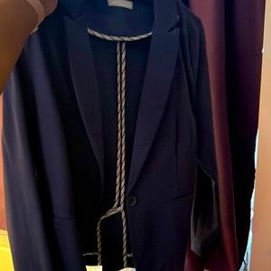 Olivia Moon Blue Knit Single button Blazer